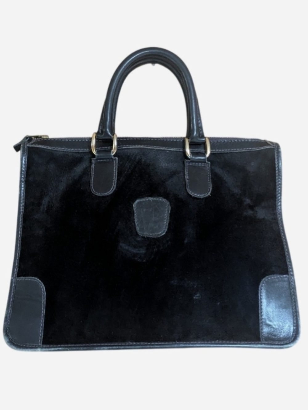Vintage Gucci Navy Suede & Leather Top Handle Boston Bag